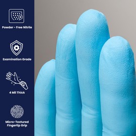 Adenna Miracle 4 mil Powder-Free Nitrile Exam Gloves, Medical Grade, Blue, Small, Box of 200