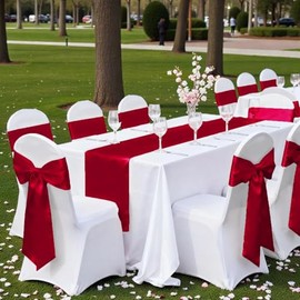MDS Pack de 15 boda 30,5 x 274,3 cm Camino de mesa de raso para boda banquete Decoración más de 30 Color, Manzana roja, 1