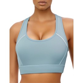 Sports Bras for Women High Support, Adjustable High Impact Sports Padded Seamless Scoop Neck Comfortable Bras(XL) Sky Blue