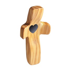 wellhouse Encouragement Gift Wooden Cross Fingertip Stress Relief Gifts Pocket Small Cross Religious Gift Handheld Wooden Cross My Heart(Olive 1pcs)