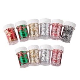 Baluue 10pcs Nail Art Shell Sparkling Manicure Fragments for Nail Designs and Foil Mesh Stickers Assorted Styles for Women and Girls