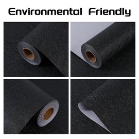 LOVADA Peel and Stick Wallpaper Black Silk Wall Paper - 15.7 x 787.4 Inch Self Adhesive Wallpaper Peel and Stick, Easy to Paste Wall Contact Paper for Stand Liner, Table and Door Makeover Decor