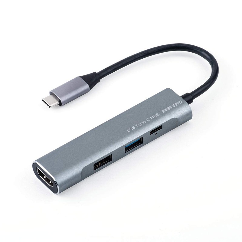 Sanwa Direct 400-HUB086GM USB Hub, Type-C Connection, HDMI 4K /
