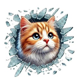 huzur elektrik Cat Sticker Cute Car Decorative Window Sticker Animal Motif Crack Effect Custom Bumper Car Cat Sticker (Sarman Cat, 1 Piece)