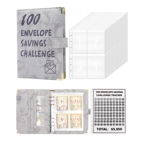 100 Envelopes Money Saving Challenge Binder - A5 Money Saving