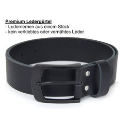 Frentree Leather Belt Made in Germany, 100% Genuine Leather, 4 cm Wide, Black Buckle, Belt for Men, Black, black