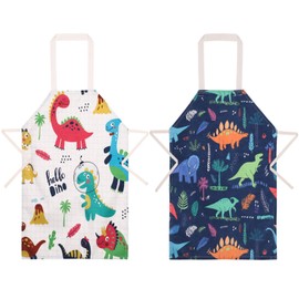 umorismo Children's Cooking Apron for 2 to 7 Years Waterproof Adjustable with Pocket for Girls and Boys for Baking, Garden, Barbecue Pack of 2, White and blue