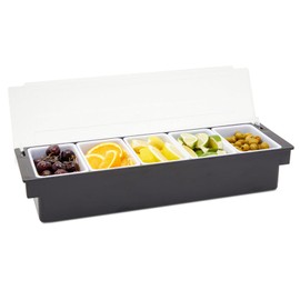 Stockroom Plus Ice Cooled Condiment Serving Tray, Deck Bar Garnish Caddy with 5 Compartments