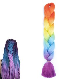 prinfantasy Colourful Hair Strands Hair Extensions Braided Hair Scrunchie Band Colour Gradient Girls Hairpiece Band for Women BZ119