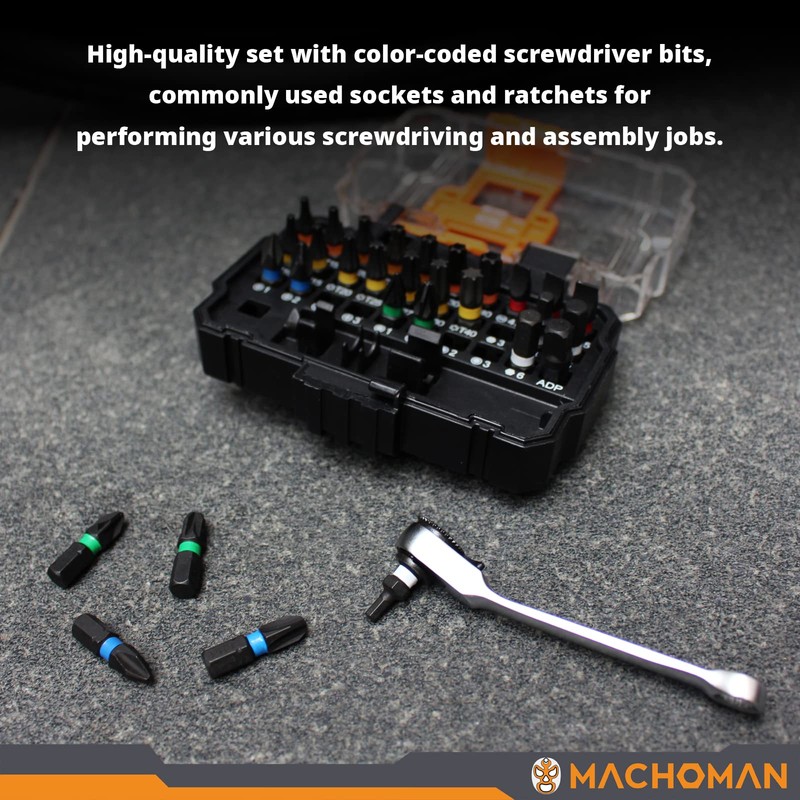 MACHOMAN 1MC031 31 Piece Portable Bit Case Equipped with 30