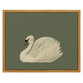 InSimSea Vintage Framed Wall Art for Living Room, Swan Green Canvas Decor, Minimalism Artwork Prints, Animals Oil Painting Wall Decor Gallery Picture, for Bathroom Bedroom Kitchen 10L x 8W