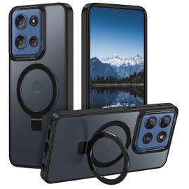 Casehas for Moto G Stylus 5G 2025 Case, with Magnetic Invisible Stand [Military Drop Protection] [Compatible with MagSafe] Shockproof Slim Translucent Anti-Slip, Black