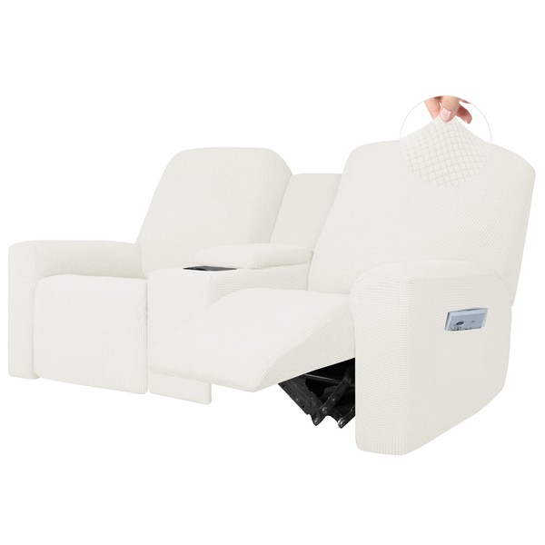 Easy-Going 1 Piece Stretch Reclining Loveseat with Middle Console Slipcover,