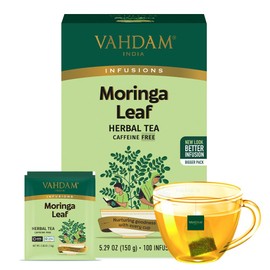 VAHDAM VAHDAM, Moringa Leaf Herbal Tea Bags (100 TB) Caffeine Free, Non-GMO | Vegetal, Light and Delicate | Premium Ingredients | Eco-Friendly Individually Wrapped Tea Bags | Direct from Source