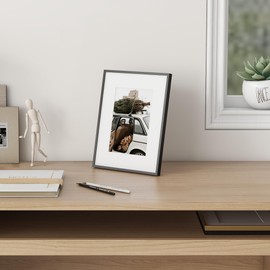 Fun Memories 5x7 Metal Picture Frame - 5 x 7 Aluminum Photo Frames with 4x6 Removable Mat- Ideal for Wall or Tabletop Display - Wall Hook Hanging Hardware Included (Black, 1 Pack)