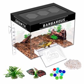 GOZILLA Large Turtle Basking Platform for Aquatic Turtles, Acrylic Transparent Turtle Topper Dock, Hanging Platform Enclosure Warm Room for Turtles (11.8x7.9x7.9 inch/Large)