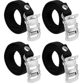COYUN Pack of 4 Pedal Straps, Adjustable Bicycle Pedal Strap, Toe Clips Straps with Clamping Lock, Suitable for Most Bikes, Spinning Bikes, Mountain Bikes, Black