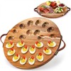 Hiceeden Acacia Wood Deviled Egg Platter with Handles for Easter,