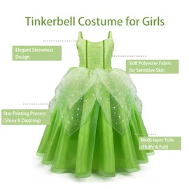 MDYCW Princess Tinker Bell Costume for Toddler Girls, Birthday Party Fairy Dress Up, Special Occasion Dress with Wings