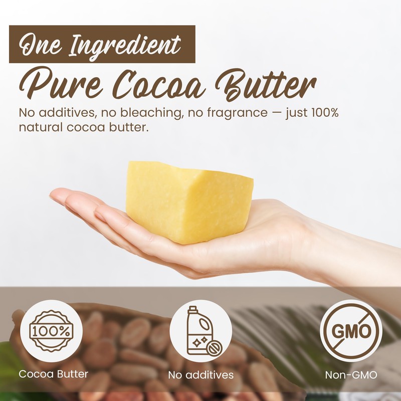 2 Lb Cocoa Butter: Pure, Raw, Unprocessed. Incredible Quality and