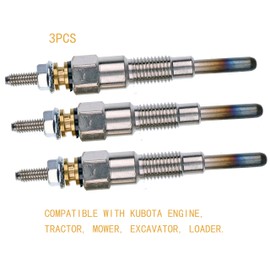JEENDA 3PCS Glow Plug 16851-65510 16851-65512 Compatible with Kubota D722 D902 D905 D1005 D1105 V1505 V1305 Z482 RTV900 RTV1100 Tractor B1700D B1700E ZD326 ZD331 Mower BX1800D BX1830D