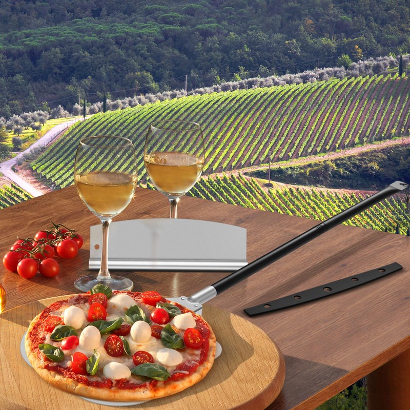 12" Perforated Pizza Peel with Pizza Cutter, Leonyo Aluminum Pizza
