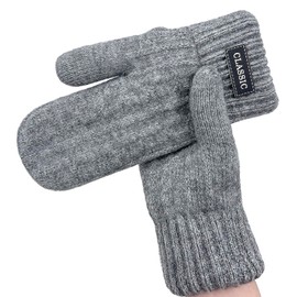 Beurlike Winter Mittens Gloves for Women Warm Fleece Lining Knit Thick Gloves for Cold Weather(LightGrey)