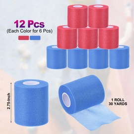 PATIKIL 12 Pack Foam Sports Pre-Wrap Athletic Tape Sports Elastic Wrap 30 Yards Breathable Bandage Roll Tennis Racquet Grip Tape Cushion Wrap for Hair Ankle Wrist 2 Colors