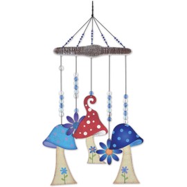 Sunset Vista Designs Windchimes - Cute Forest Themed Hand-Crafted Metal Wind Chime, 24-Inch, Mushroom