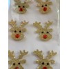 CHRISTMAS STICKER GLITTER REINDEER HEAD DEER RED NOSE 8PCS