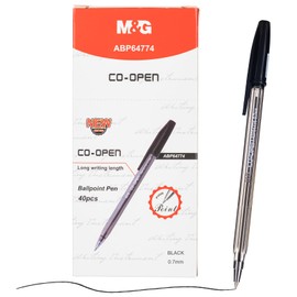 M&G Ballpoint Pens, Black Ink Ballpoint Pens Fine Point 0.7mm, Ball Point Pens Bulk Smooth Writing with Anti-Slip Grip & Plug-In Cover for Journaling Office Supplies School Women Men (40 Pack)