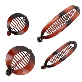 Esitrormi 4PCS Banana Clip for Women Glossy Flat Hair Styling Clips for Thick Thin Hair French Volumizing Ponytail Claw Clip Retro Comb Cute Fashion Hair Accessories Women Small Gifts for Women Girls