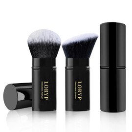 LORYP Lolip Retractable Makeup Brush Black Kabuki Foundation 2-Pack Travel Set for Liquid Cream and Powder Makeup 2_Retractable Makeup / 로립 리트랙터블 메이크업 브러시 리퀴드 크림 및 파우더 메이크업을 위한 블랙 가부키 파운데이션 2팩 여행용 세트 2_Retractable Makeup