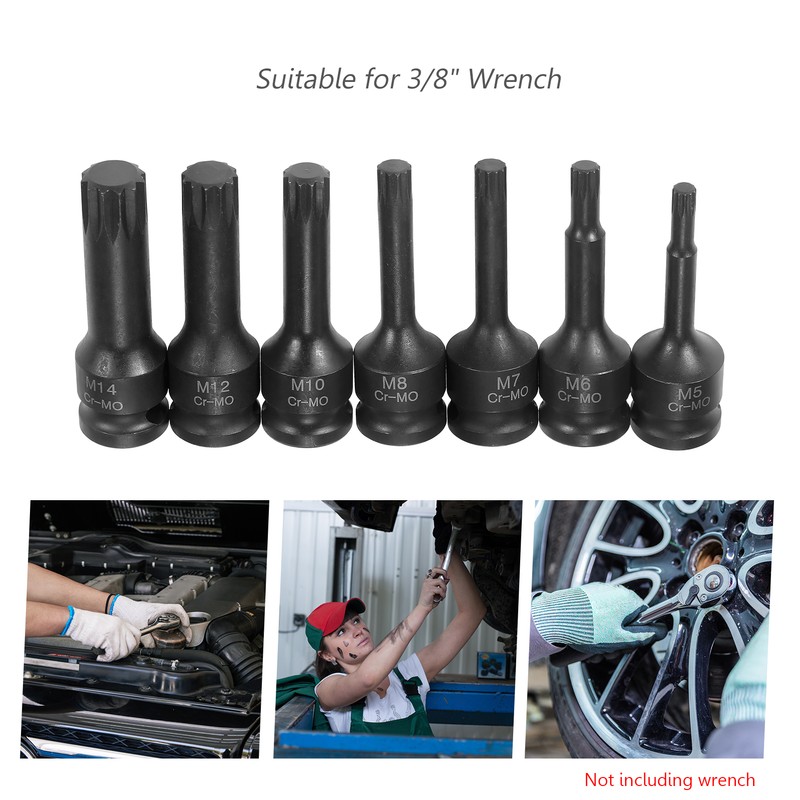 3/8-inch Drive Impact Socket Set 7 Piece Metric Sizes (5mm