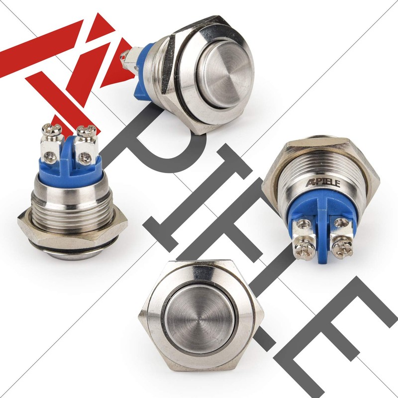APIELE 16mm Momentary Push Button Switch High Round Cap Waterproof