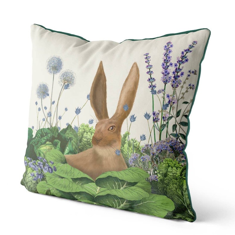 Kelly Stevens-McLaughlan, Rabbit in a Cabbage Patch # 5 Cushion