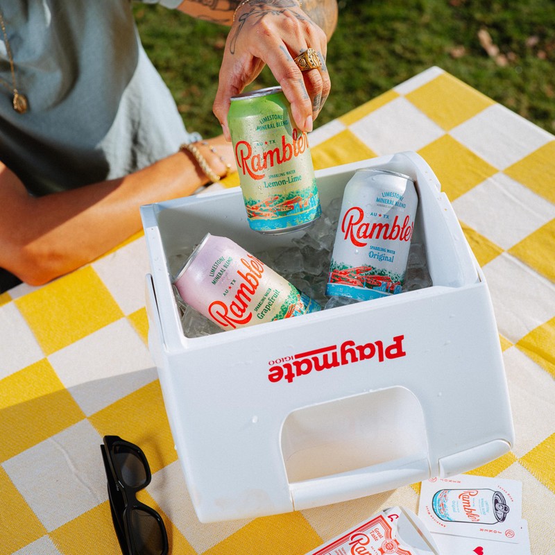 AUTX RAMBLER Sparkling Water, Texas Limestone Mineral Blend, Lemon-Lime Flavor,