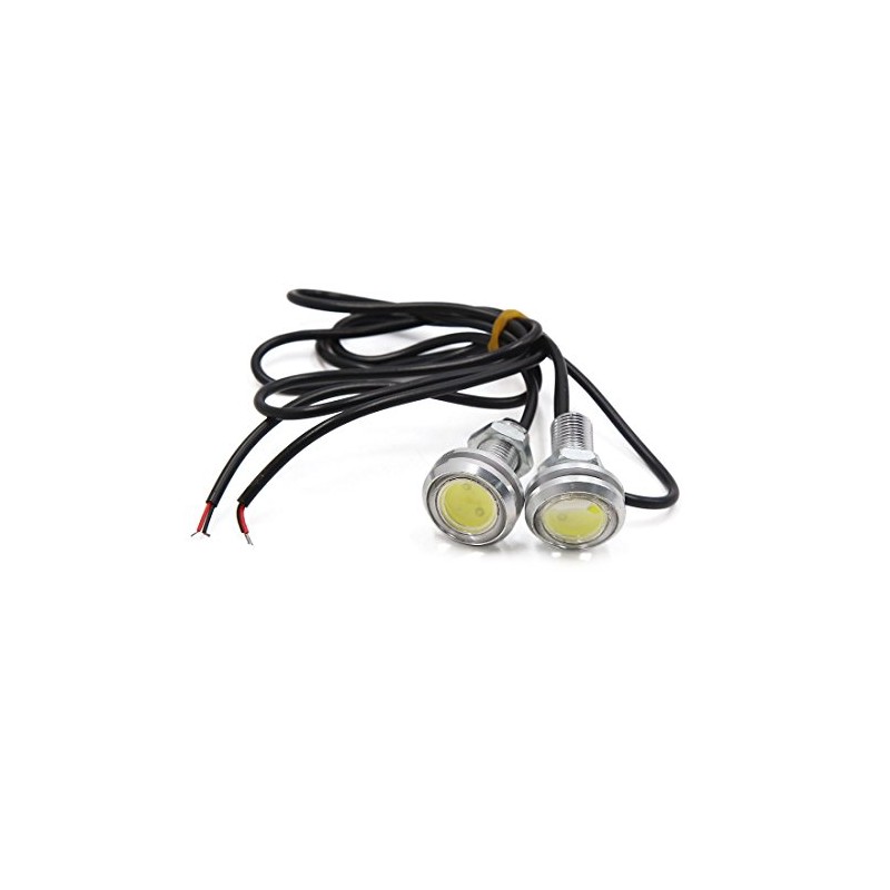uxcell 2pcs 23mm White LED Daytime Running DRL Light Backup
