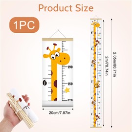 Baby Height Growth Chart,Wall Hanging Measuring Ruler for Kids Wall Sticker Growth Chart Kids Height Wall Chart Removable Canvas and Wood Wall Ruler for Bedroom Nursery Wall Decoration