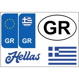 Daged Greece Sticker Card 5 Pieces – Foreign License Plate Car Motorcycle Biker Flag Vinyl KN