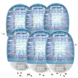Bug Zapper Indoor,Fly Traps,Flying Insects,Electronic Insect Killer Fly Insect Trap Plug-in Mosquitoes Killer Mosquito Zapper with Blue Lights for Living Room,Kitchen,Bedroom (6Packs)