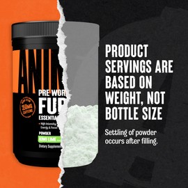 Animal Fury Pre Workout Powder - Endless Energy and Focus Supplement with 5g BCAA, 350mg Caffeine Nitric Oxide Booster with Beta-Alanine Preworkout for Men and Women, NEW Kiwi Lime Flavor, 30 Servings