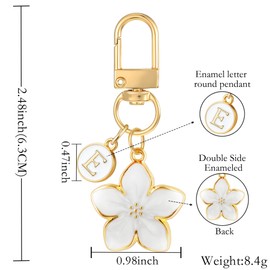 XGALBLA Cute White Flower Initial Letter Keychain for Women, Flower Keychain Key Charms, Bag & Purse Charms for Handbags & Backpacks Accessories(White E)