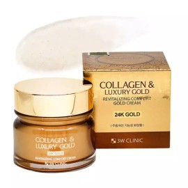 HanKuk Jai Cosmetics 3W 콜라겐 럭셔리 24K 골드 금가루 크림 100ml 금가루크림 골드크림 화장품 콜라겐크림 3W Collagen Luxury 24K Gold Powder Cream 100ml Gold Powder Cream Gold Cream Cosmetic Collagen Cream