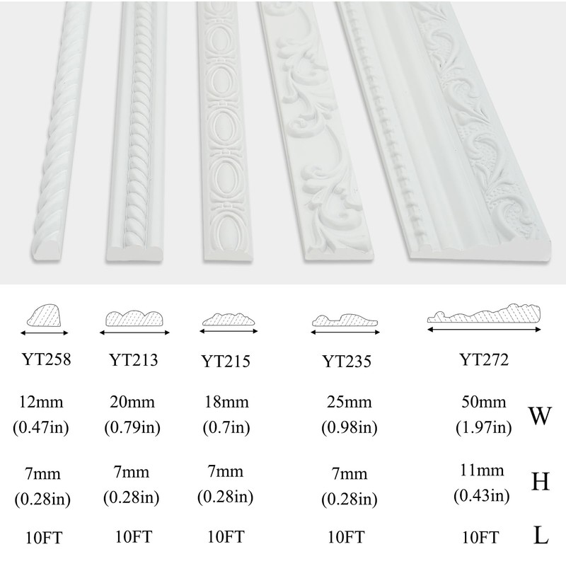 YEFANXI Self-Adhesive Flexible PVC 3D Embossed Wall Molding Trim -