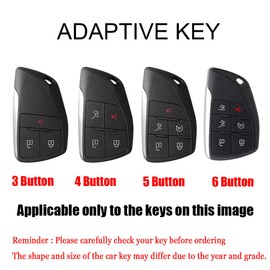 HIBEYO Key Chain Cover Compatible with Buick Envision GMC Yukon 6 Fit for Chevy Suburban Tahoe Silverado 1500 LT 2021 2022 Accessories Metal Painted Key Cover with Leather Keychains - 6 Buttons