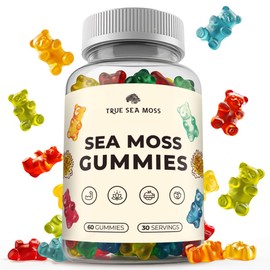 TrueSeaMoss Irish Sea Moss Gummies with Burdock Root & Bladderwrack - Vegan Seamoss Supplement for Women, Men & Kids, Non-GMO, 60 Sea Moss Gummies