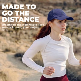 Tough Headwear Baseball Running Cap - Lightweight Quick-Drying Athletic Hat for Men & Women - Sweat-Wicking Navy Blue