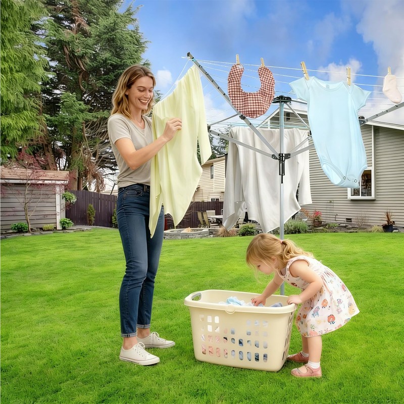 ISXACFF Umbrella Drying Rack Outdoor Umbrella Clothesline Rotary Retractable Clothes