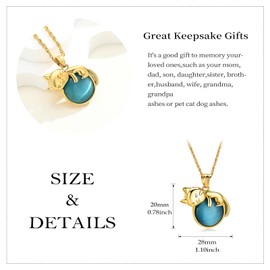 QGJNSGC Urn Necklace for Ashes Cat Moonstone Cremation Jewelry for Pet Human Stainless Steel Memorial Urn Jewelry Keepsake Pendant for Women Men Gifts, Stainless Steel, Cubic Zirconia
